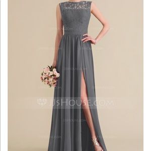 Floor Length Chiffon Lace Bridesmaid Dress